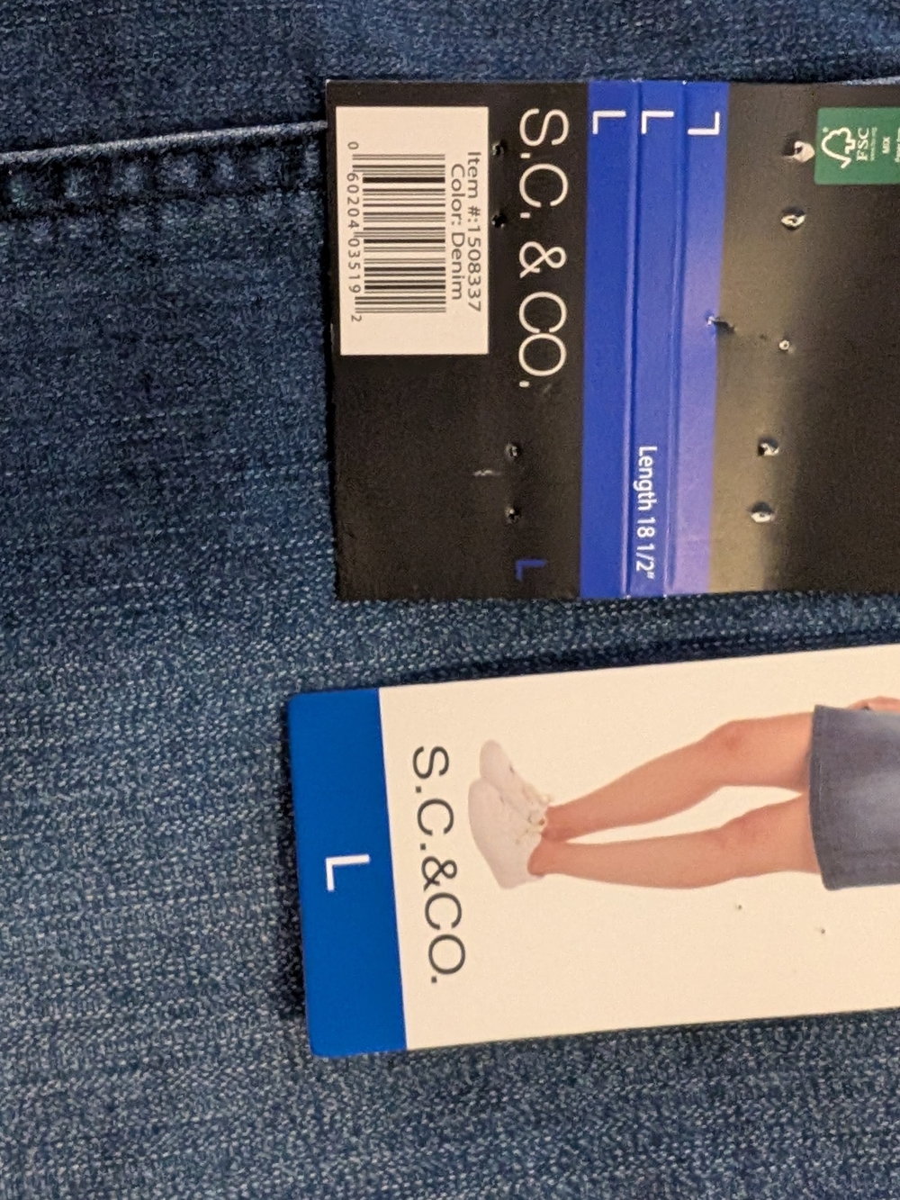 Denim A-Line Mini Skort, Size L - Picture 3 of 10